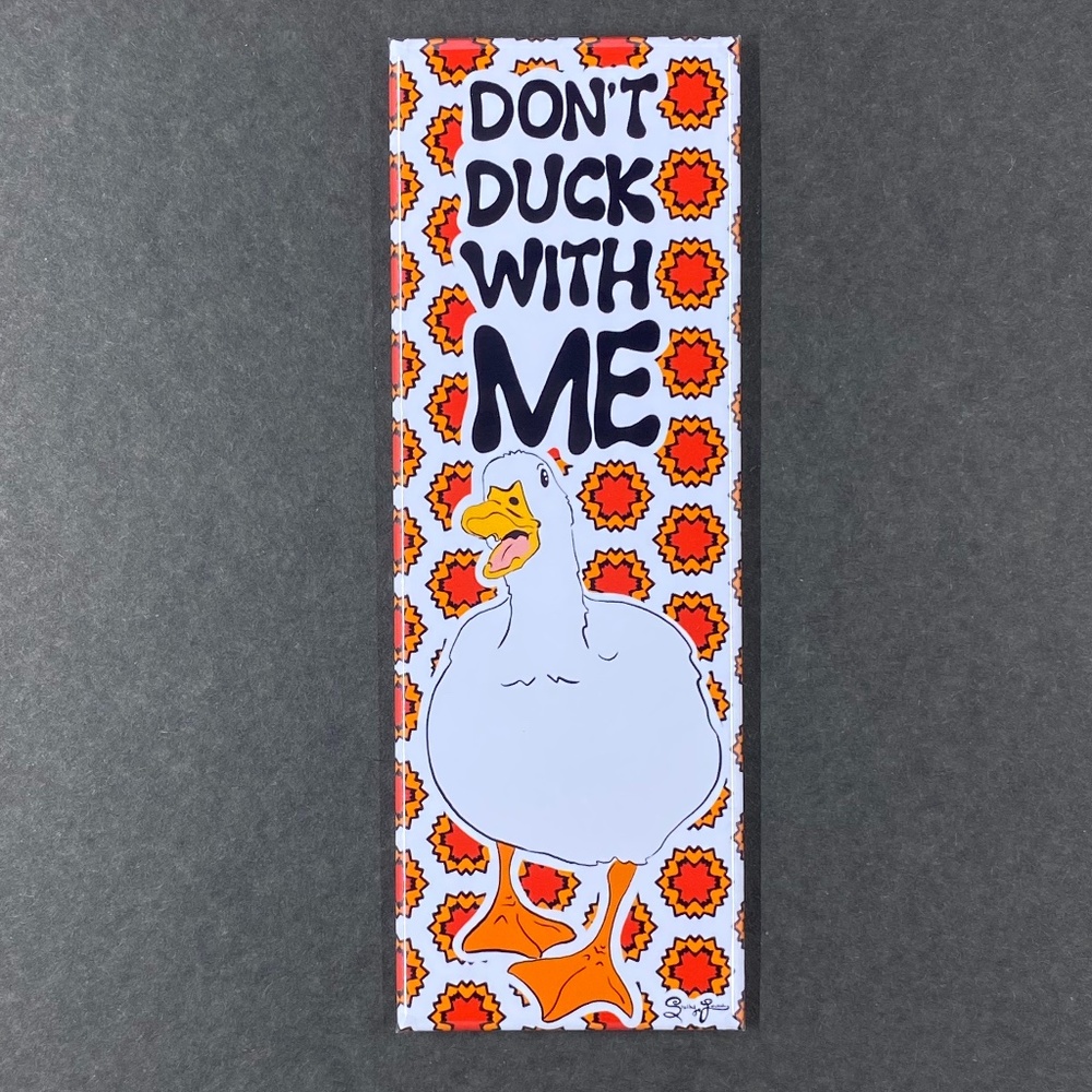 Angry Duck Magnet, Handmade Retro Farmhouse Decor Pet Portrait Art Gift 1.5x4.5"